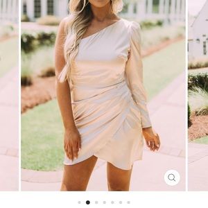 Champagne Satin One Shoulder Dress